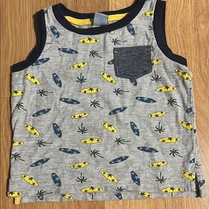 Gray and Yellow Graphic Tank Top with Black Trim